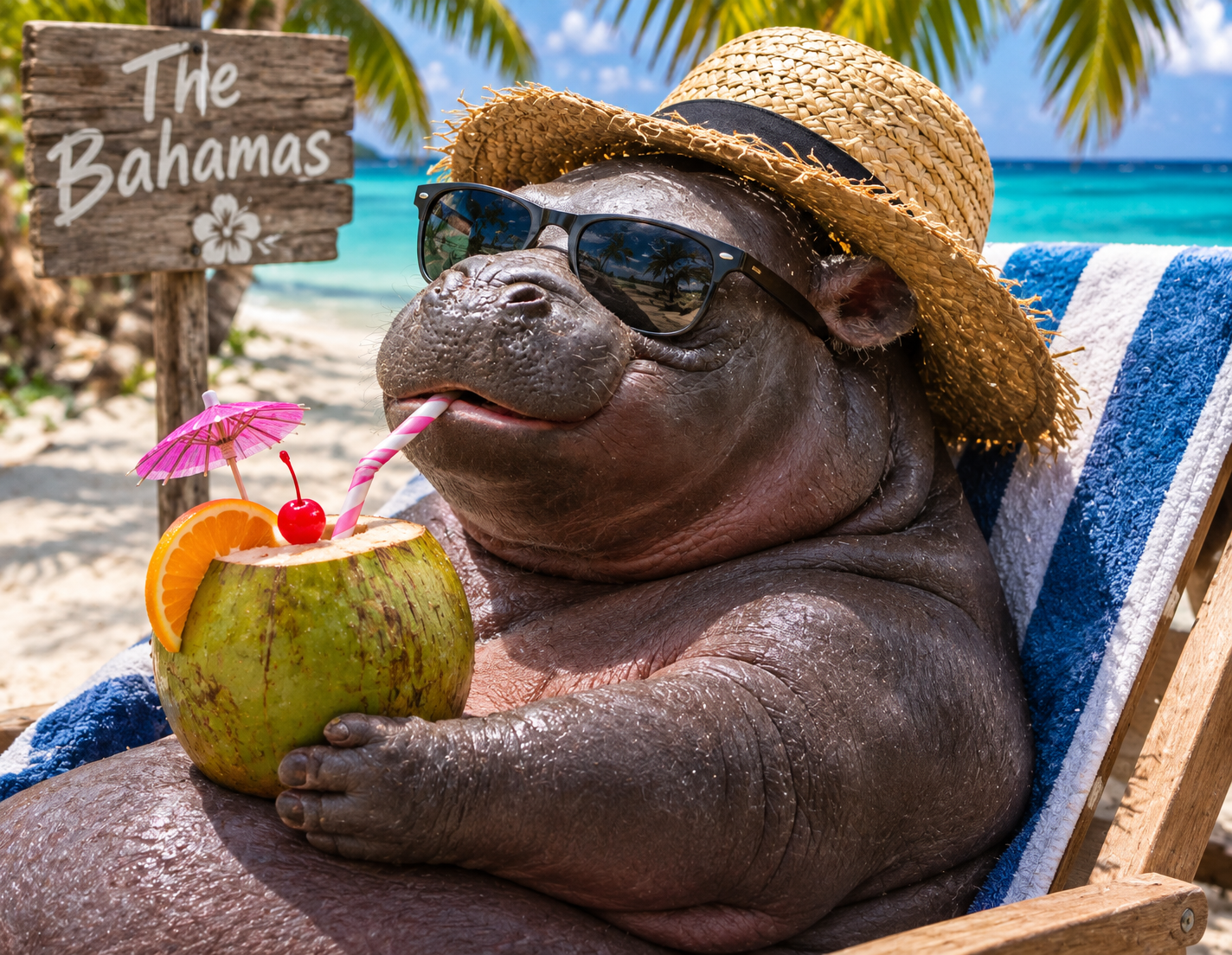 Fan-made fantasy artwork of Mars relaxing on a tropical beach in The Bahamas